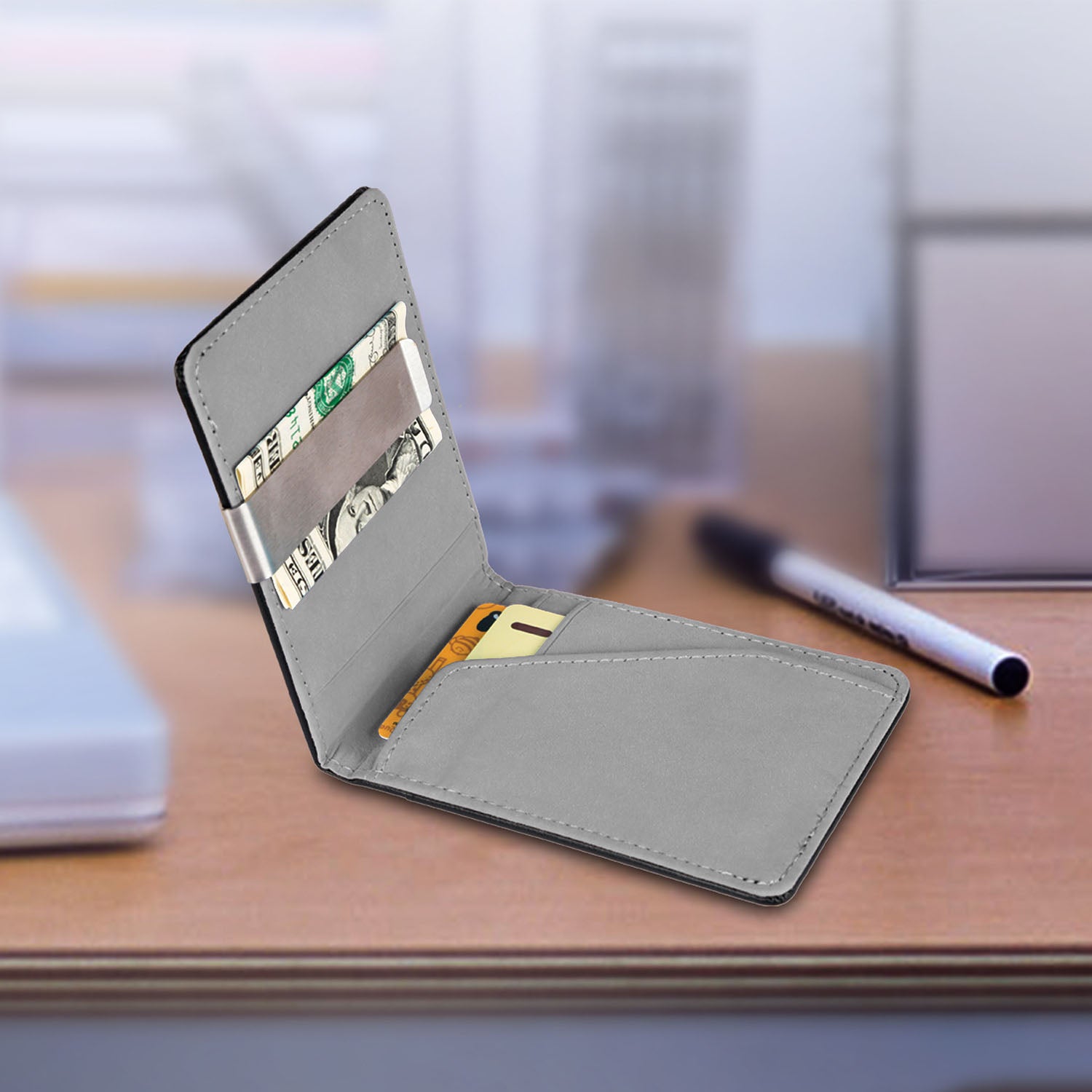 Slim RFID card holder wallet by Solenne, in hand