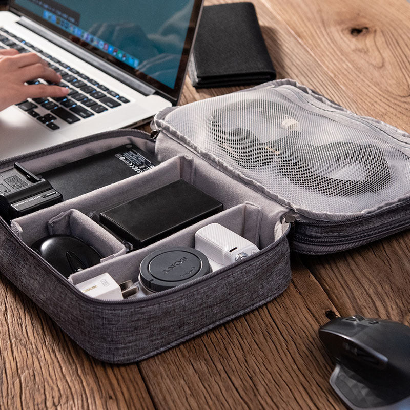Tech and cable travel organizer by Solenne, close-up