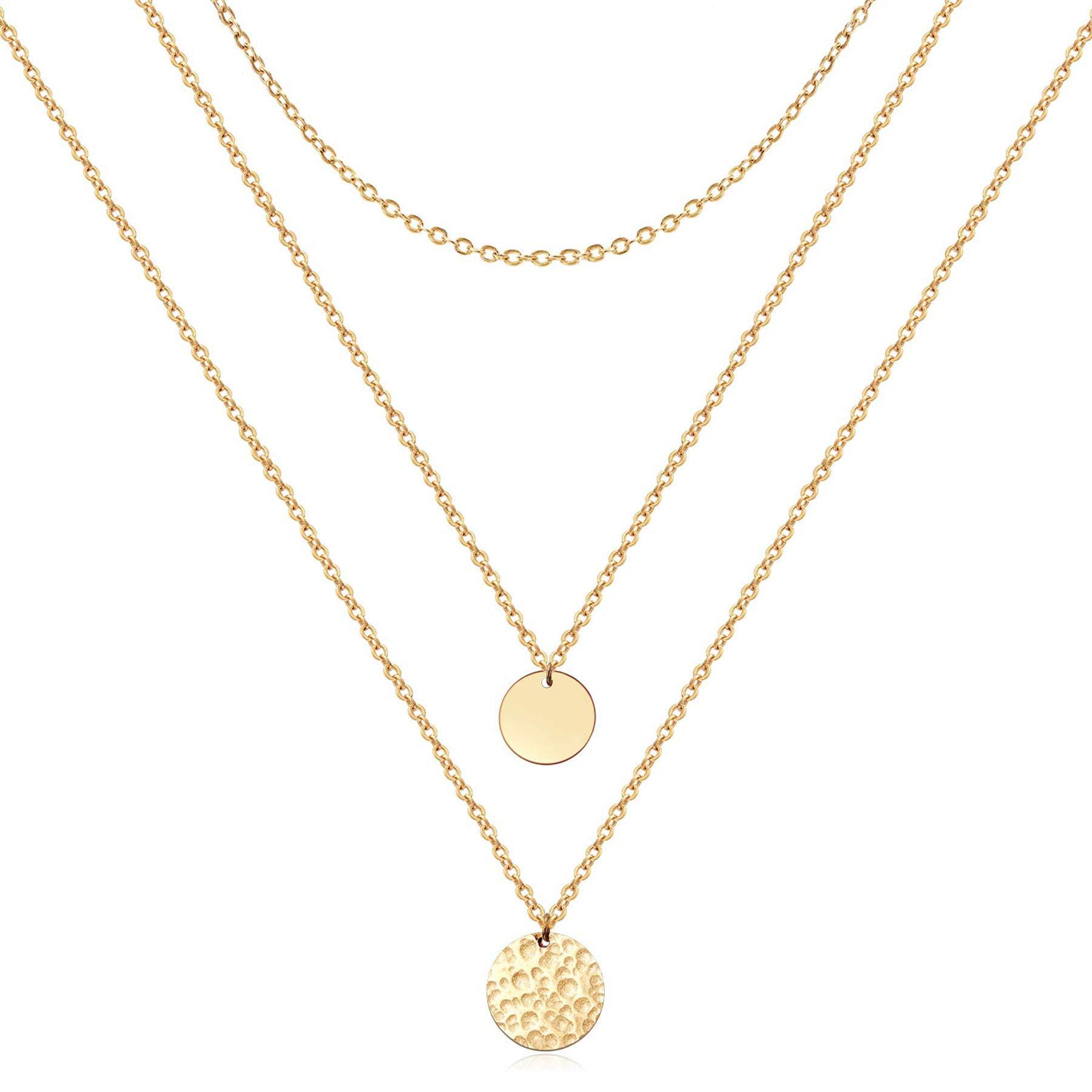 14K gold-plated layered choker necklace by Solenne, detail