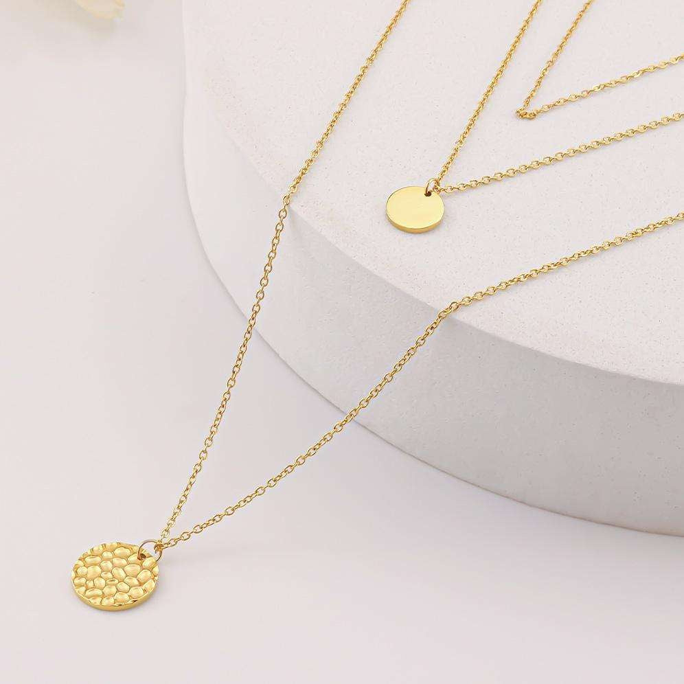 14K gold-plated layered choker necklace by Solenne, styled close-up