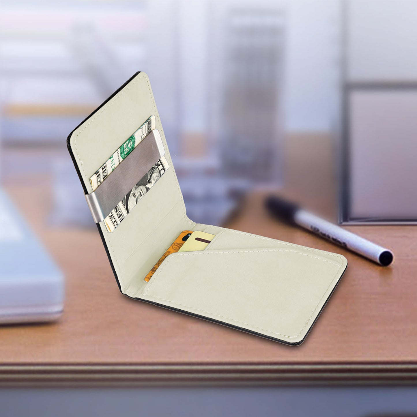 Slim RFID card holder wallet by Solenne, back view