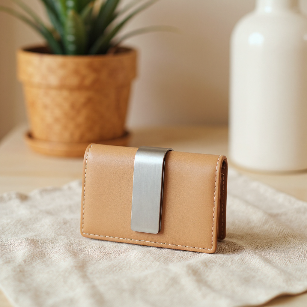 Solenne Slim RFID Card Holder Wallet - scale