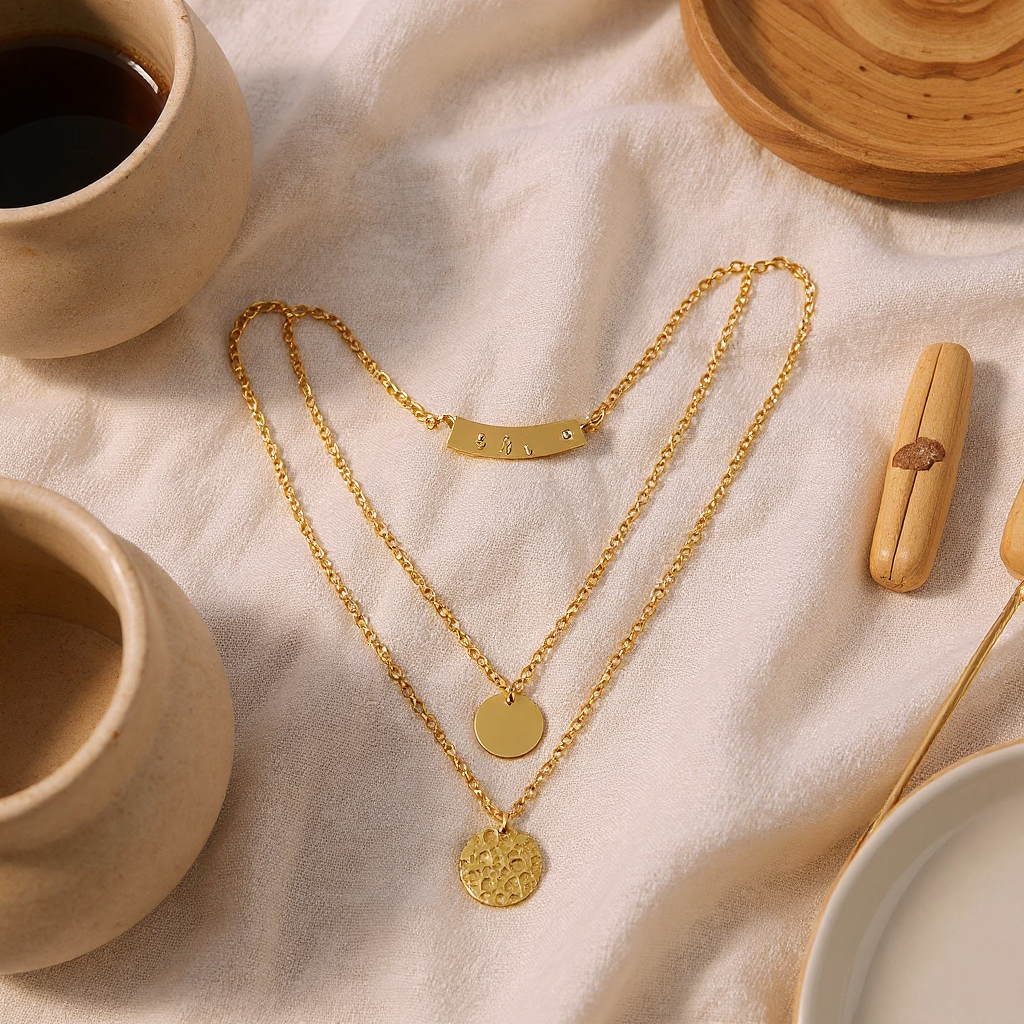 Solenne 14K Gold-Plated Layered Choker Necklace - flatlay