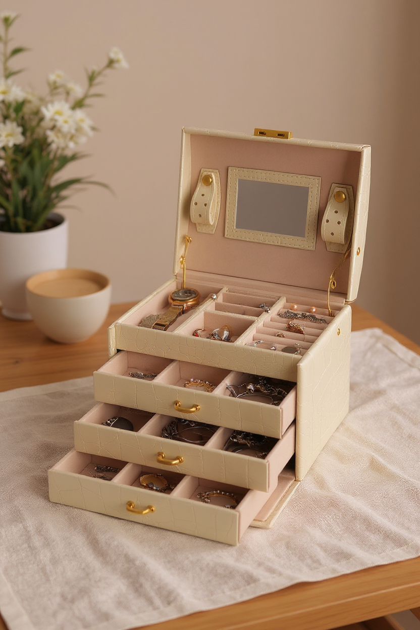 Solenne 3-Layer Lockable Travel Jewelry Organizer Box pinterest