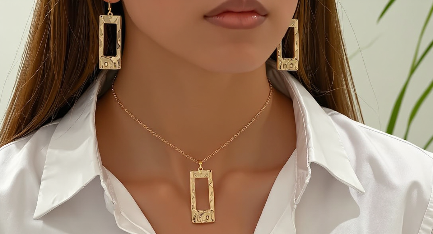 Solenne Gold Hammered Necklace Earrings Set - collection banner