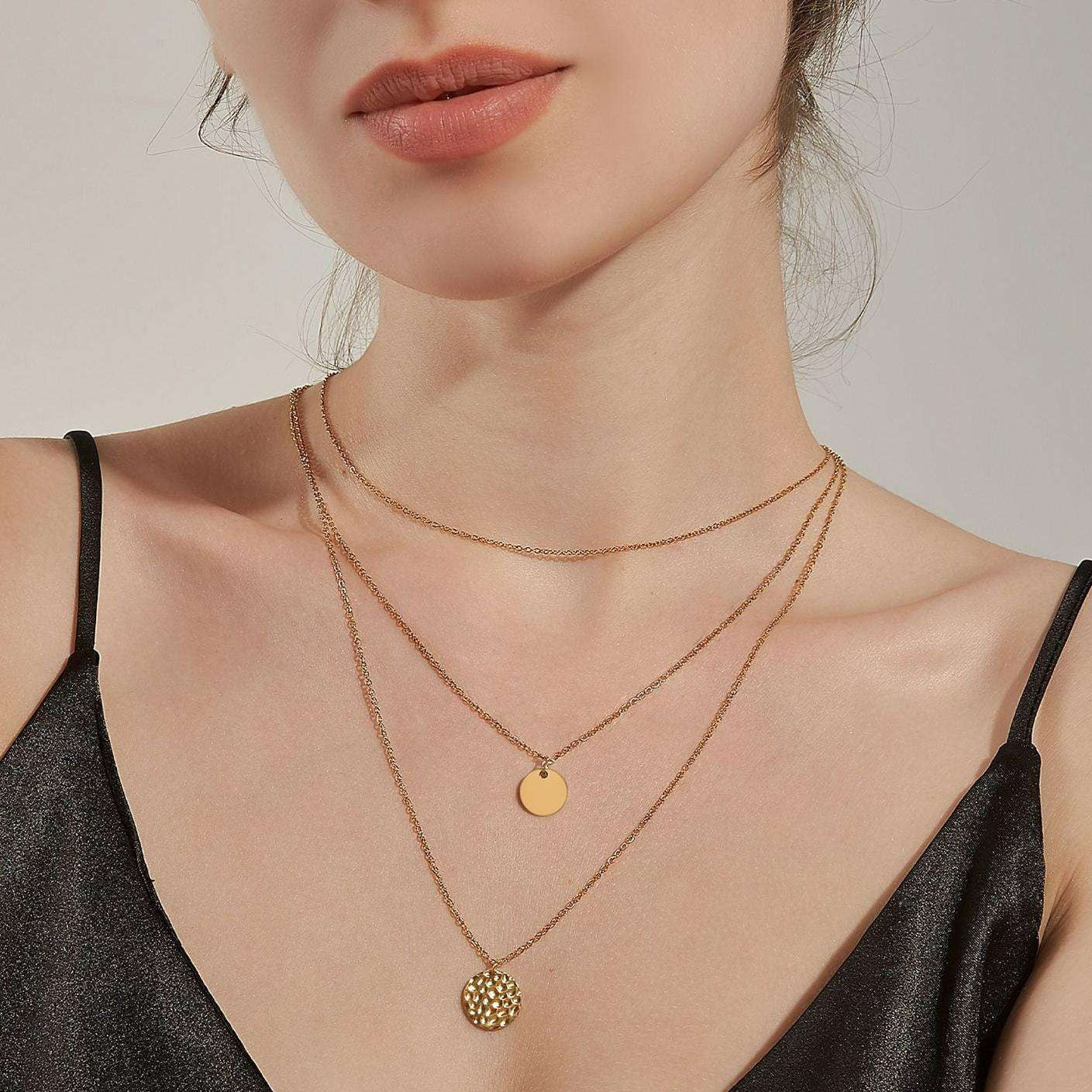 14K gold-plated layered choker necklace by Solenne, alternate angle