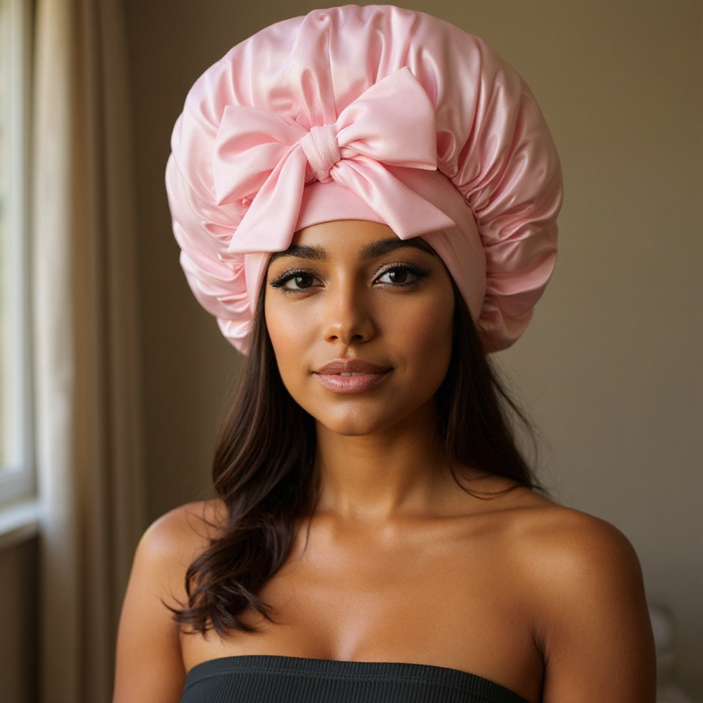 Solenne Satin Bow Sleep Bonnet - scale