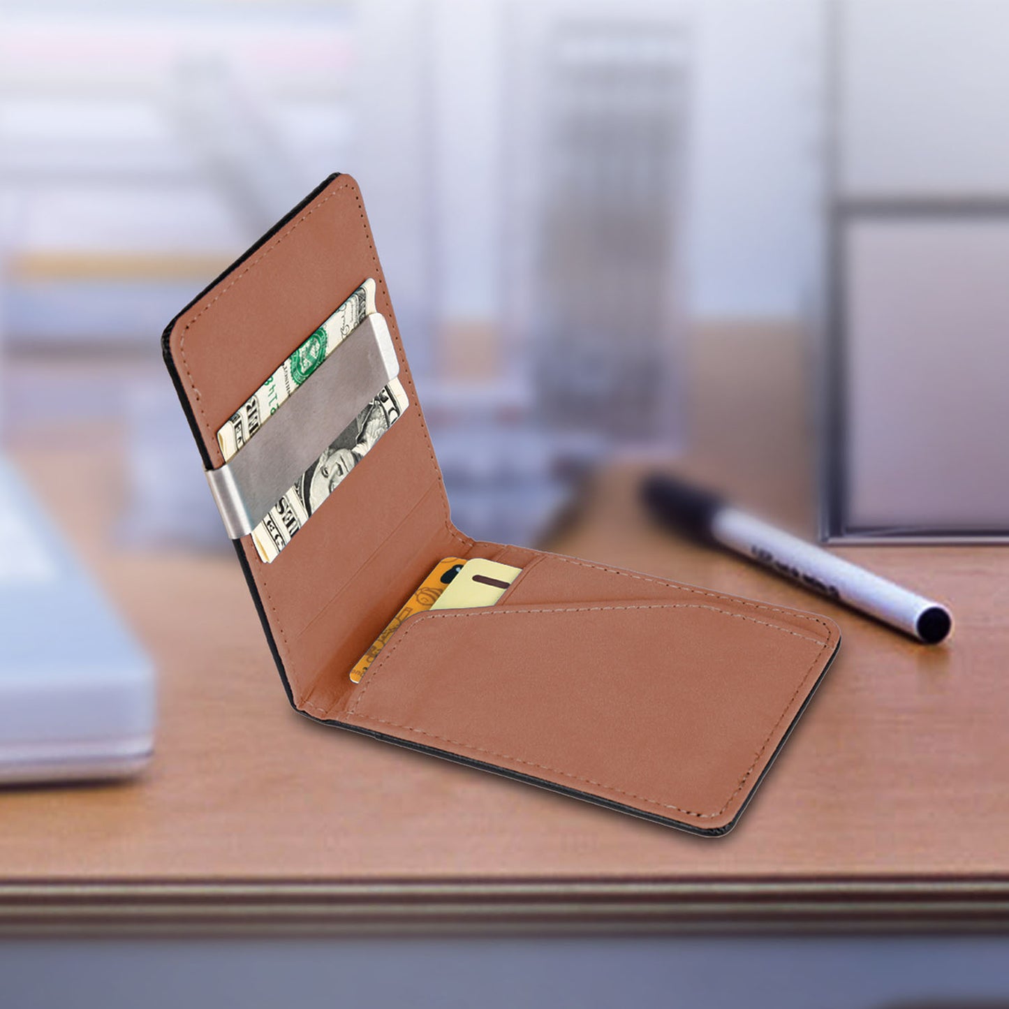 Slim RFID card holder wallet by Solenne, detail