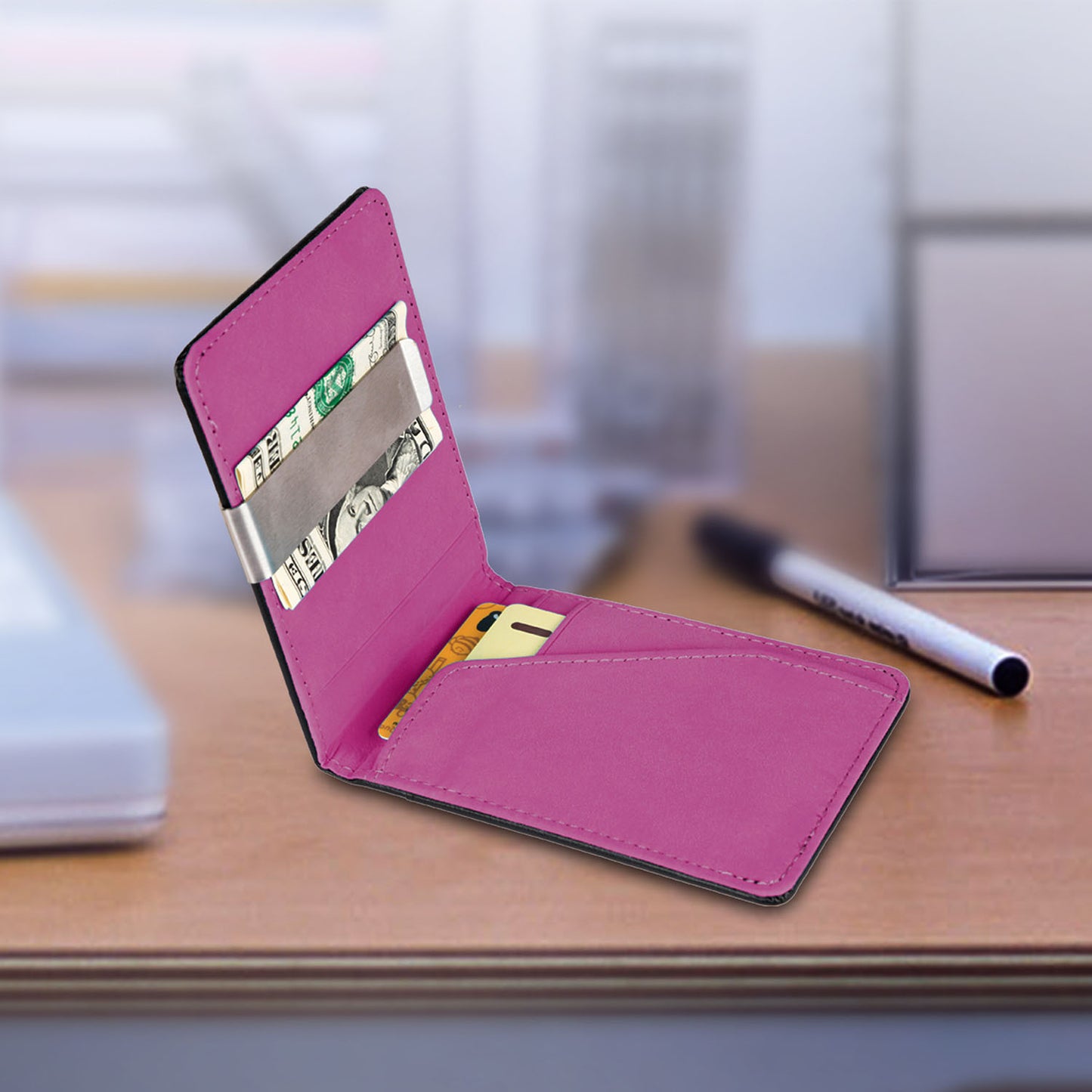 Slim RFID card holder wallet by Solenne, holding cards