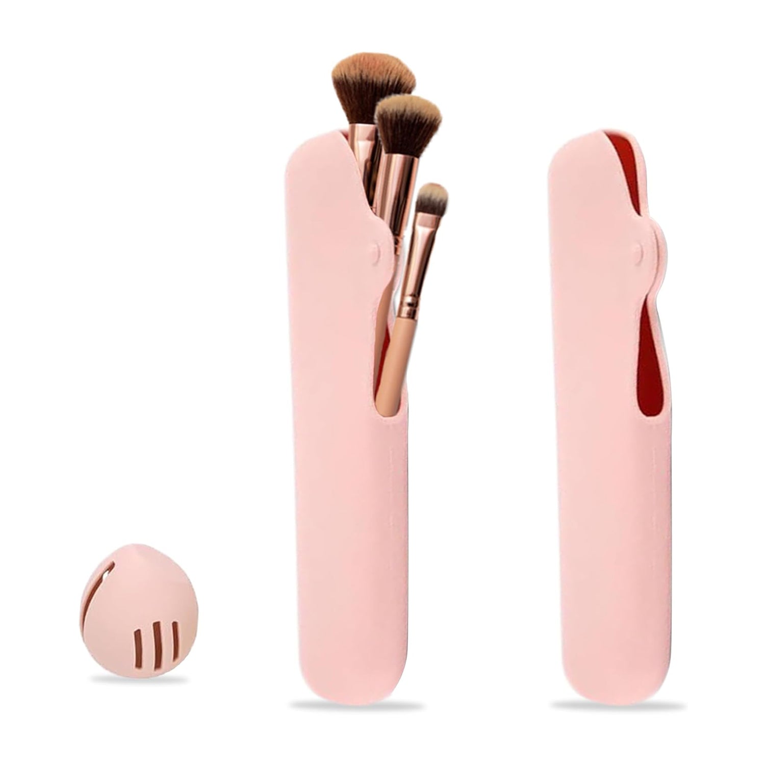 Travel makeup brush and sponge holder case for organized beauty tools.