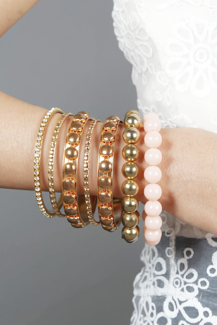 Solenne Gold Stacked Bangle Bracelet Set 7-Piece - pinterest