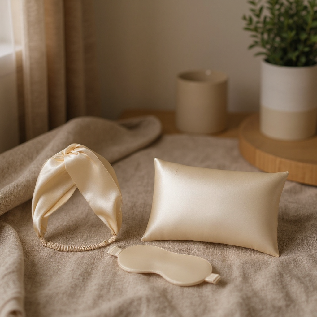 Solenne Satin Scrunchie Sleep Accessory Set 4-Piece - lifestyle