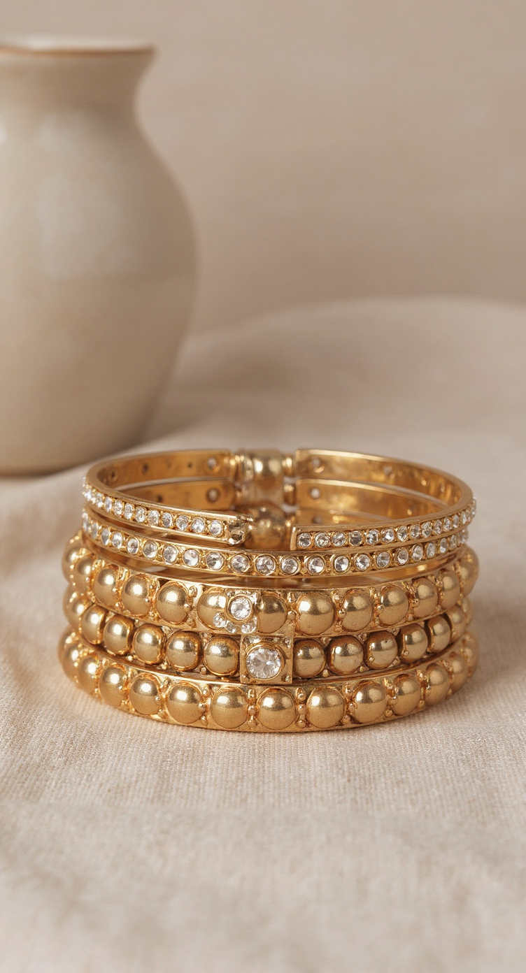 Solenne Gold Stacked Bangle Bracelet Set 7-Piece - tiktok