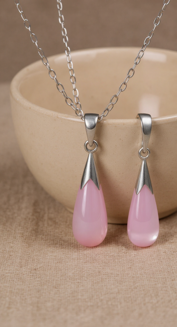 Solenne Moonstone Teardrop Pendant Set - tiktok
