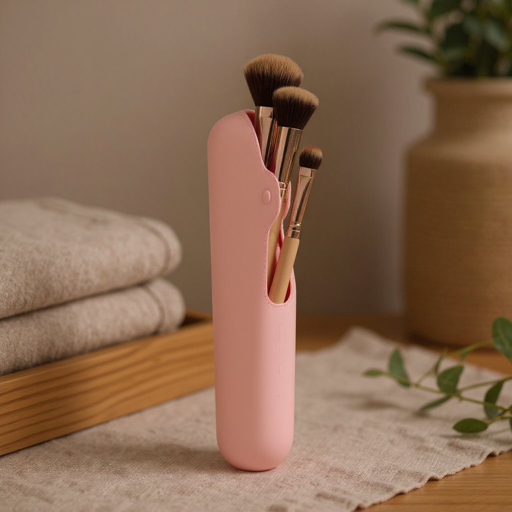 Solenne Travel Makeup Brush Sponge Holder Case - lifestyle