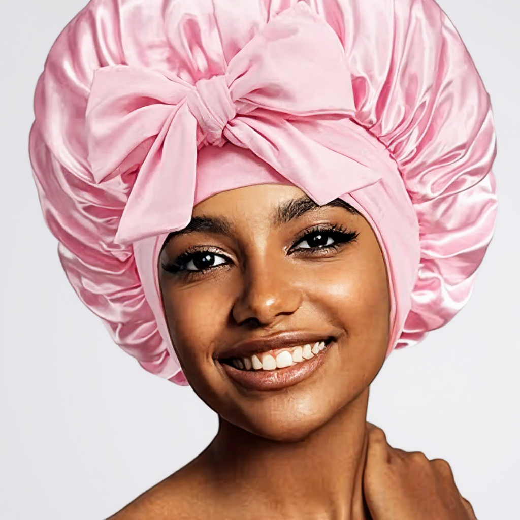 Solenne Satin Bow Sleep Bonnet - detail