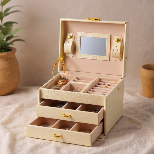 Solenne 3-Layer Lockable Travel Jewelry Organizer Box hero